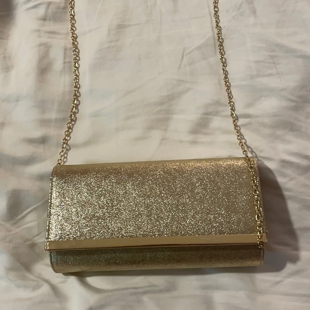 DSW gold sparkly hand bag